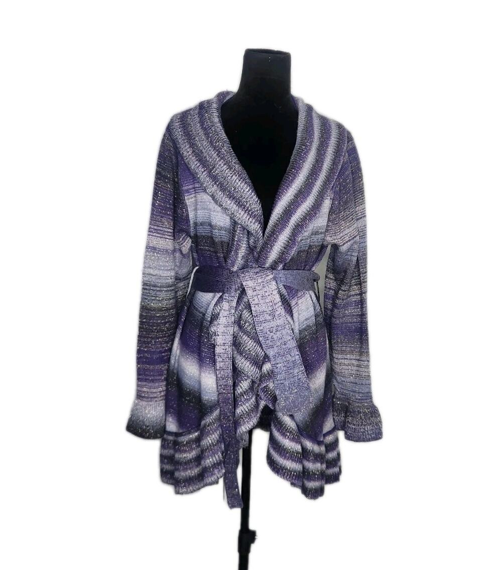 NWT Anthropologie Muche Et Muchette Ruffle Striped Knit Belted Cardigan OS